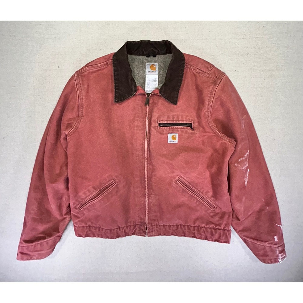 Vintage Rose Carharttβ Women's Large WJ 097 VRS Detroit Jacket Canvas HoneyComb